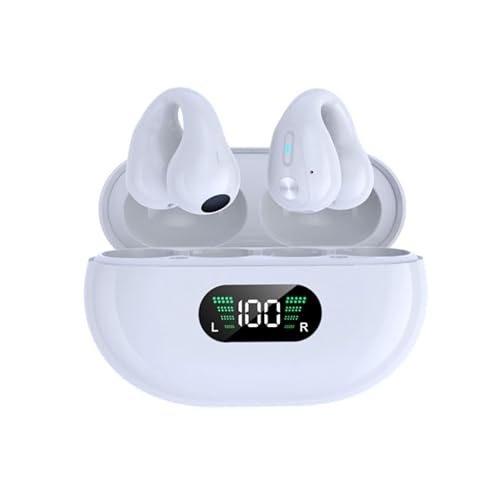 PRENDELUZ Weiße Kopfhörer mit Knochenleitung, offenes Ohr, Bluetooth