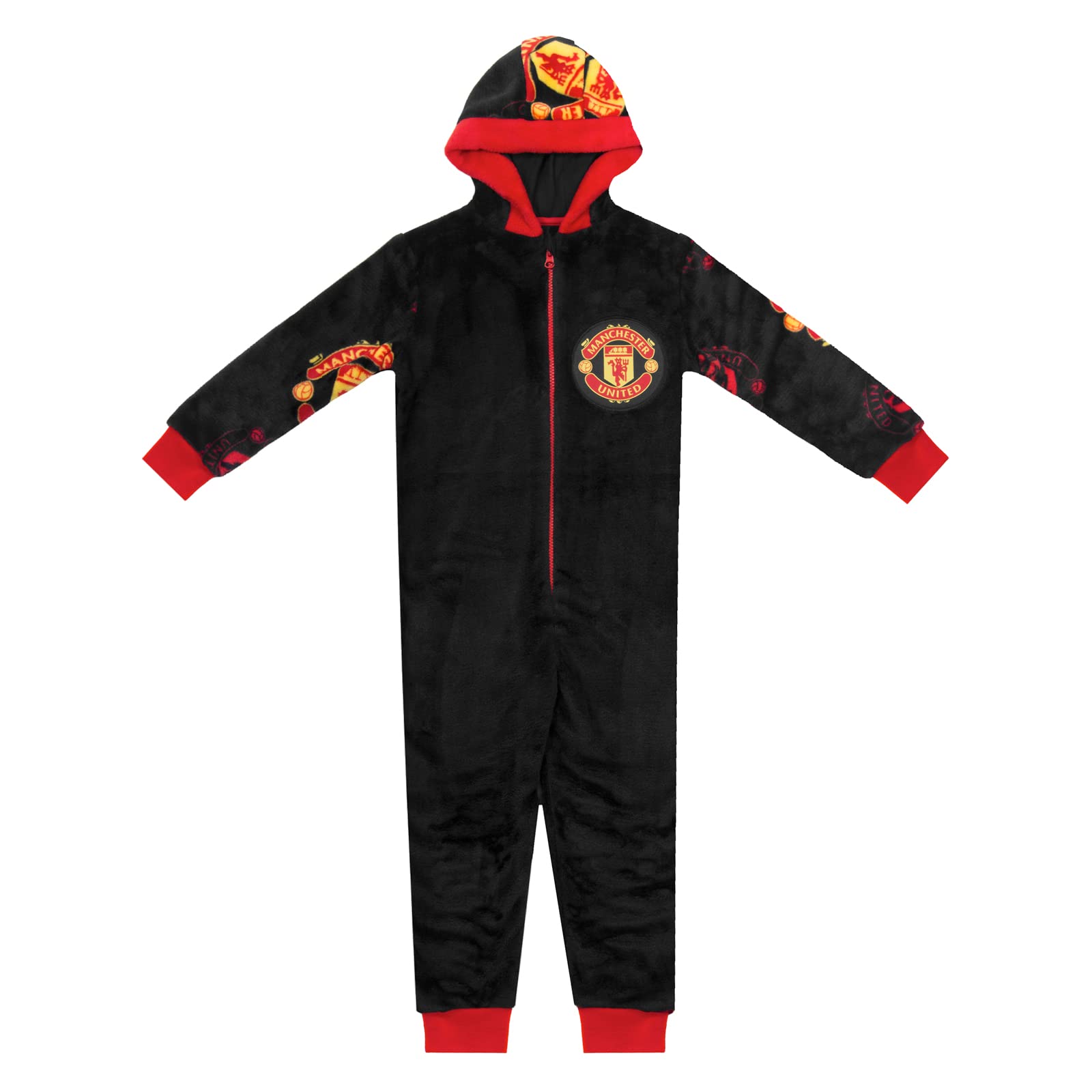 Manchester United FC - Jungen Schlafanzug-Einteiler aus Fleece - Offizielles Merchandise - Geschenk für Fußballfans - 4-5 Jahre