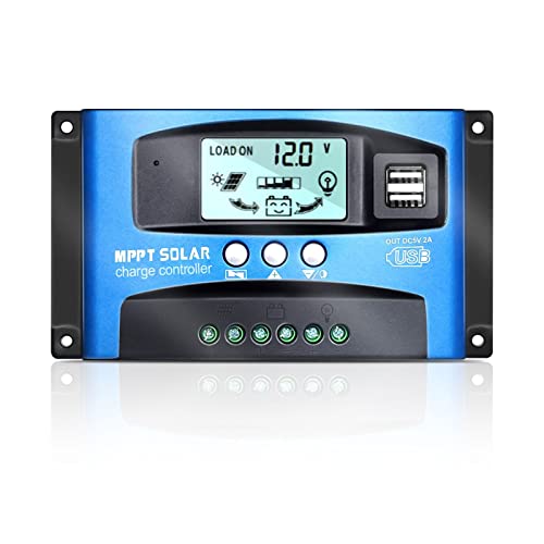 XTVTX 30A MPPT Solarladeregler,12V/24V Solar Charge Controller ,Autofokus Tracking,Solarpanel Regler mit LCD Display,Dual USB port