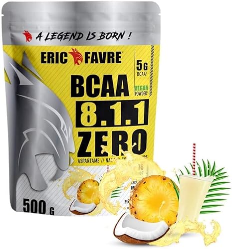 BCAA 8.1.1 Zero -Essentielle Aminosäuren Leucin, Valin und Isoleucin -Muskelaufbau -Vegan Verbündete für effektives Training -Leistungssteigerung -Französisches Labor Eric Favre -500g, Piña colada