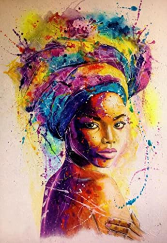 Print On Canvas Art Bunte afrikanische Frau Graffiti-Kunst-Gemälde Poster und Drucke Schwarze Frau Leinwandbilder für Wohnzimmer 70 x 100 cm / 27,5 "x 39,4" Kein Rahmen