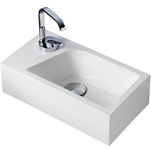 Stilform Mini Waschtisch Gäste WC Waschbecken für Wandmontage Mineralguss Links oder Rechts Handwaschbecken Klein