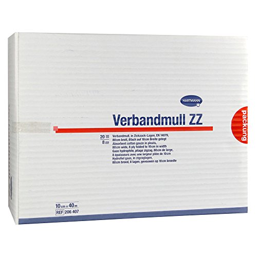 HARTMANN 2064074 Verbandmull ZZ, 20fädig, in Zickzack-Lagen, 40m x 80cm