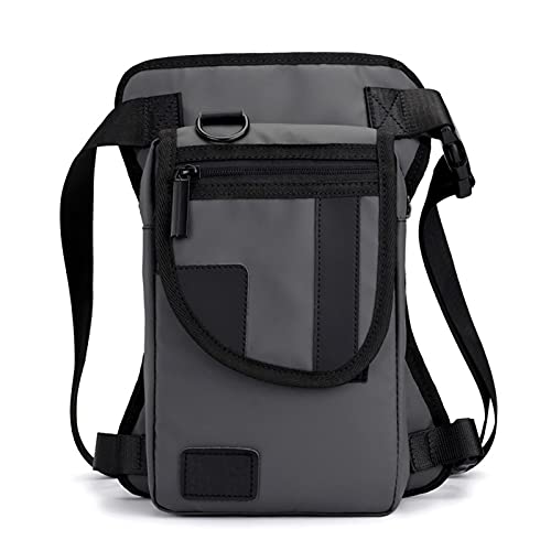 LTLWSH Unisex Beintache Hüfttasche Tropfen aus Canvas Verstellbare Oberschenkel Tasche für Motorrad Radfahren Reiten Outdoor,Grau