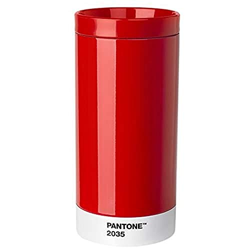 Pantone Reisebecher, Edelstahl, ABS, Red 2035, 7.5 x 7.5 x 16.4 cm