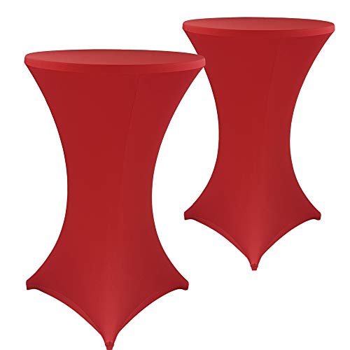 DILUMA Stehtischhussen Stretch Elastique Ø 60-65 cm Rot 2er Set - elastische Premium Stretchhusse für gängige Bistrotische und Stehtische - dehnbarer Tischüberzug