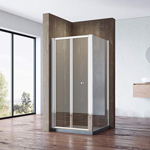 SONNI Duschkabine Falttür Duschwand glas faltbar für Badezimmer 100x80cm mit Seitenwand