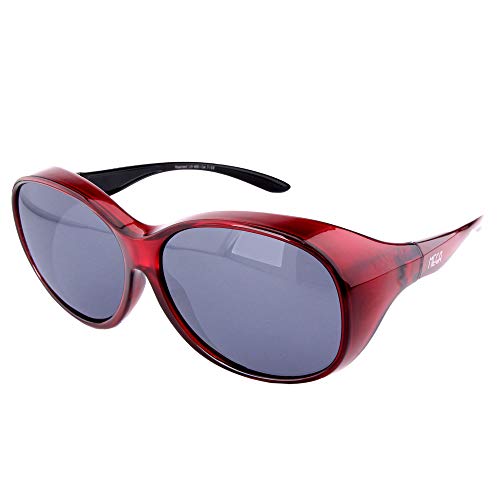 ActiveSol Überziehbrille Damen MEGA | Sonnenbrille polarisiert zum Überziehen | UV400 | Autofahren & Fahrrad | Brille über Brille für Brillenträger | Polbrille | 32g (Rot)