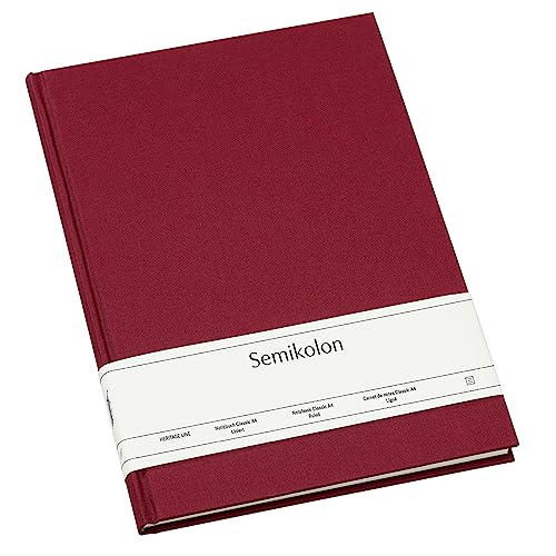Semikolon 350922 - Notizbuch Classic A4 liniert - 176 Seiten, cremeweißes Papier – Lesezeichen – burgundy dunkel-rot