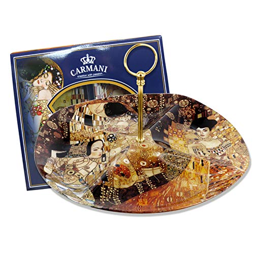 Carmani - 4-Fach Glasplatte mit Griff, Snacks, Party Essen, Nüsse, Platte dient, durch Gustav Klimt 32.5cm