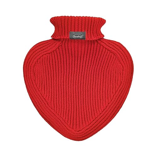 Fashy Herzwärmflasche mit Rollkragen-Strickbezug rot 0,7 L