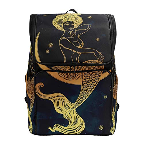 Fantasazio Rucksack mit Meerjungfrauen-Muster, für Laptop, Outdoor, Reisen, Wandern, Camping, Freizeit-Rucksack, groß
