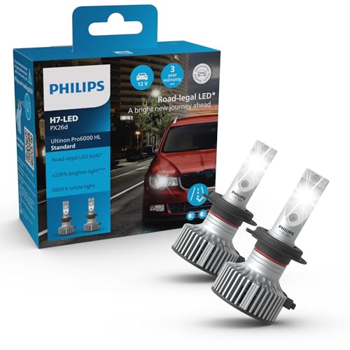 Philips Ultinon Pro6000 Standard H7-LED Scheinwerferlampe mit Straßenzulassung*, 220% helleres Licht**