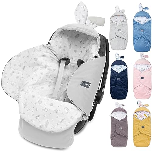 Universal Baby Einschlagdecke für Babyschale und Autositz Kinderwagendecke Fußsäck aus Baumwolle und Samt z.B. passend für Maxi-Cosi, Römer, Cybex - Copse