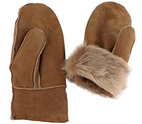 Sonia Originelli Fausthandschuh Schaf Lammfell Fäustlinge Leder Handschuhe Farbe Beige, Größe S