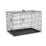 Ribelli Hundetransportbox – pulverbeschichtet und zusammenklappbar – Hundekäfig aus Metall in 2 Größen – Tierkäfig mit 2 Türen und Tragegriffen – belastbar bis 43 kg (XL 91x64x58 cm)