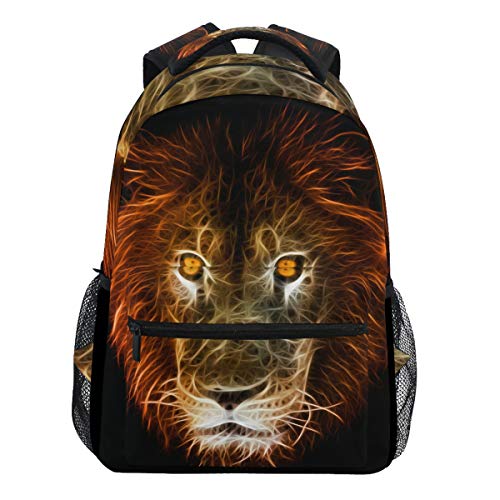 Oarencol Galaxy Lion Fantasy Fractal Art Animal Rucksack Bookbag Daypack Reise Schule College Tasche für Damen Herren Mädchen Jungen