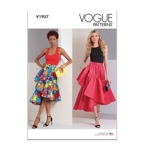 Vogue Schnittmuster-Paket für asymmetrische Röcke mit Rüschen, Designcode V1957, Größen 36-38-40-42-44