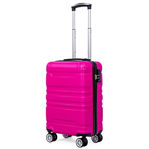 Hartschalen-Handgepäck | Koffer mit TSA-Schloss und Universalrad | Erweiterbar | Seitengriff (Rosa,M-35x20x55 cm)