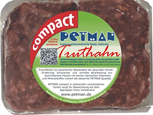 Petman compact Truthahn, 22 x 500g-Beutel, Tiefkühlfutter, gesunde, natürliche Ernährung für Hunde, Hundefutter, BARF, B.A.R.F.