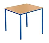 SCHÄFER SHOP Pure Schreibtisch, Quadratrohrfuß Arbeitstisch, B 80 x T 70 x H 72 cm, Bürotisch mit Tischplatte, Mehrzwecktisch quadratisch in Buche/Gestell in blau