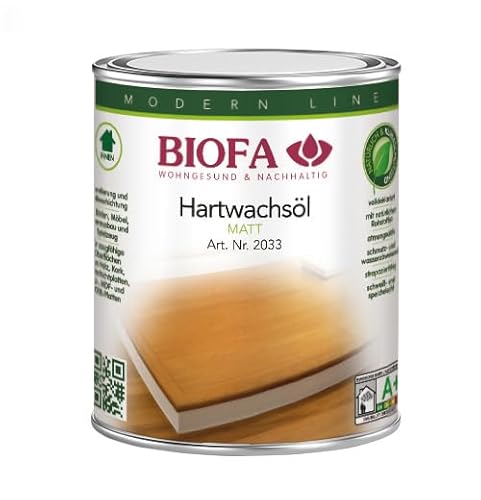 Biofa Hartwachsöl MATT 2033 1,0 Liter, Hartöl, Holzöl, Naturöl, Parkettöl, Holzbodenöl
