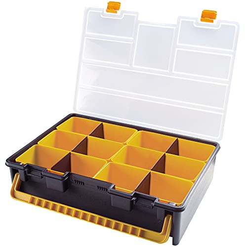 Kunststoff-Organizer L443 x T317 x H107 mm mit großen Boxen, transparenter Deckel