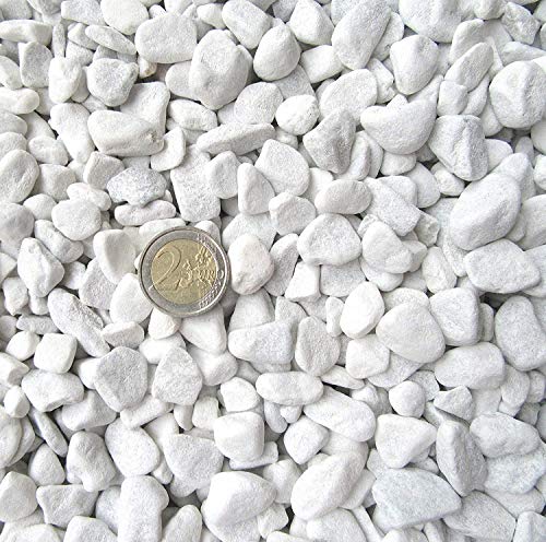 Doubleyou Geovlies & Baustoffe 20 kg Carrara Kies - Marmorkies weiß - Körnung 18-25 mm