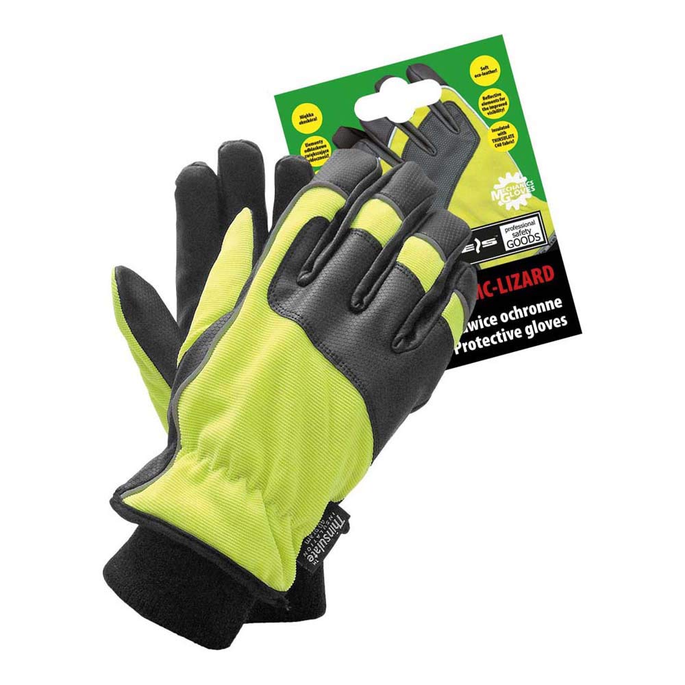 Reis RMC-LIZARD_L Mechanics Gloves Schutzhandschuhe, Gelb-Schwarz, L Größe, 12 Stück