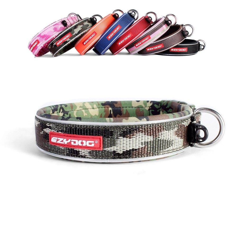 EzyDog Hundehalsband für Große, Mittelgroße, Mittlere & Kleine Hunde - Halsband Hund Neopren Gepolstert, Wasserfest, Reflektierend (S, Camo)