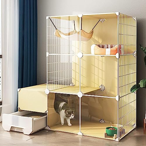 Kleintier-Laufgitter, Katzenhütten für Hauskatzen, Innen-Katzenkäfige, Gehege für Katzen, DIY-Katzenlaufstall für Kleintiere, abnehmbare Metalldrahthütten (Größe: 107 x 47 x 107 cm-a)