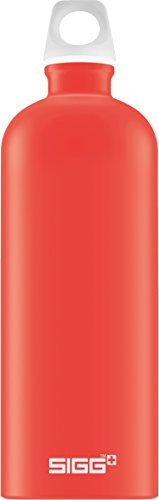 SIGG Lucid Scarlet Touch Trinkflasche (1 L), schadstofffreie und auslaufsichere Trinkflasche, federleichte Trinkflasche aus Aluminium