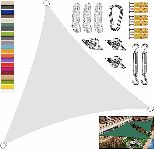 Sonnensegel, wasserdichtes Markisendreieck mit Zubehör, Sonnensegel, 98% UV-Block, mit Markise in 8 Größen, for Carport, Whirlpool, Garten, Hof, Weiß (Size : 2.4x2.4x2.4M)