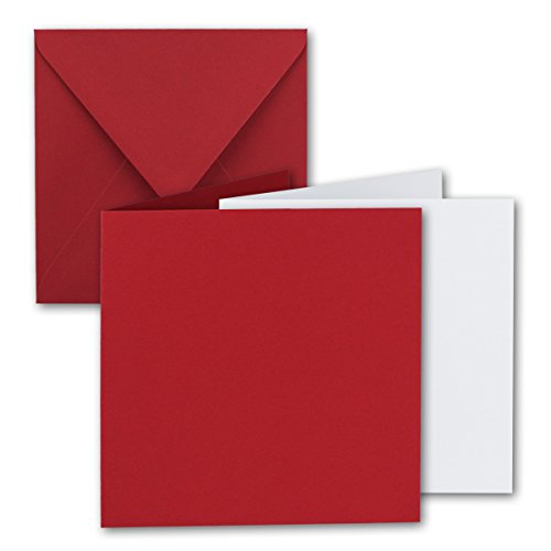 40x Quadratisches Faltkarten-Set - 15 x 15 cm - mit Brief-Umschlägen & Einlegeblättern - Rosenrot - FarbenFroh by GUSTAV NEUSER