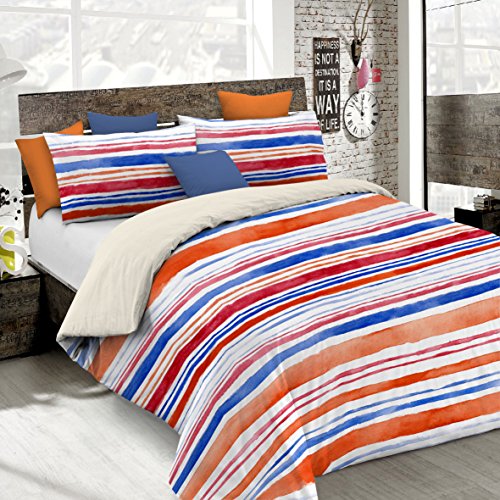 Fantasy Italian Bed Linen Bettbezug, Doppelte, Mikrofaser, Streifen