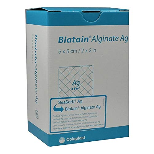 BIATAIN Alginate Ag Kompressen 5x5 cm mit Silber 30 St Verband
