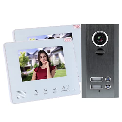 Video-Gegensprechanlage HD-Video-Türsprechanlage Bus 2-Draht-System Nachtsicht-HD-Kamera-Kits Elektrisches Steuerschloss für die Sicherheit der Wohnung AC 100‑240V(2 Monitore)