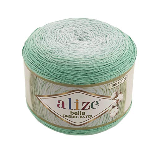 Alize Bella Ombre Batik 100% Baumwolle Garn 1 Big Knäuel 250 g 900 m 984 Yards 7408