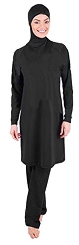 TianMai Muslimischen Badeanzug für Damen Muslim Islamischen Full Cover Bescheidene Badebekleidung Modest Muslim Swimwear Beachwear Burkini (Schwarz, Int'l 4XL)