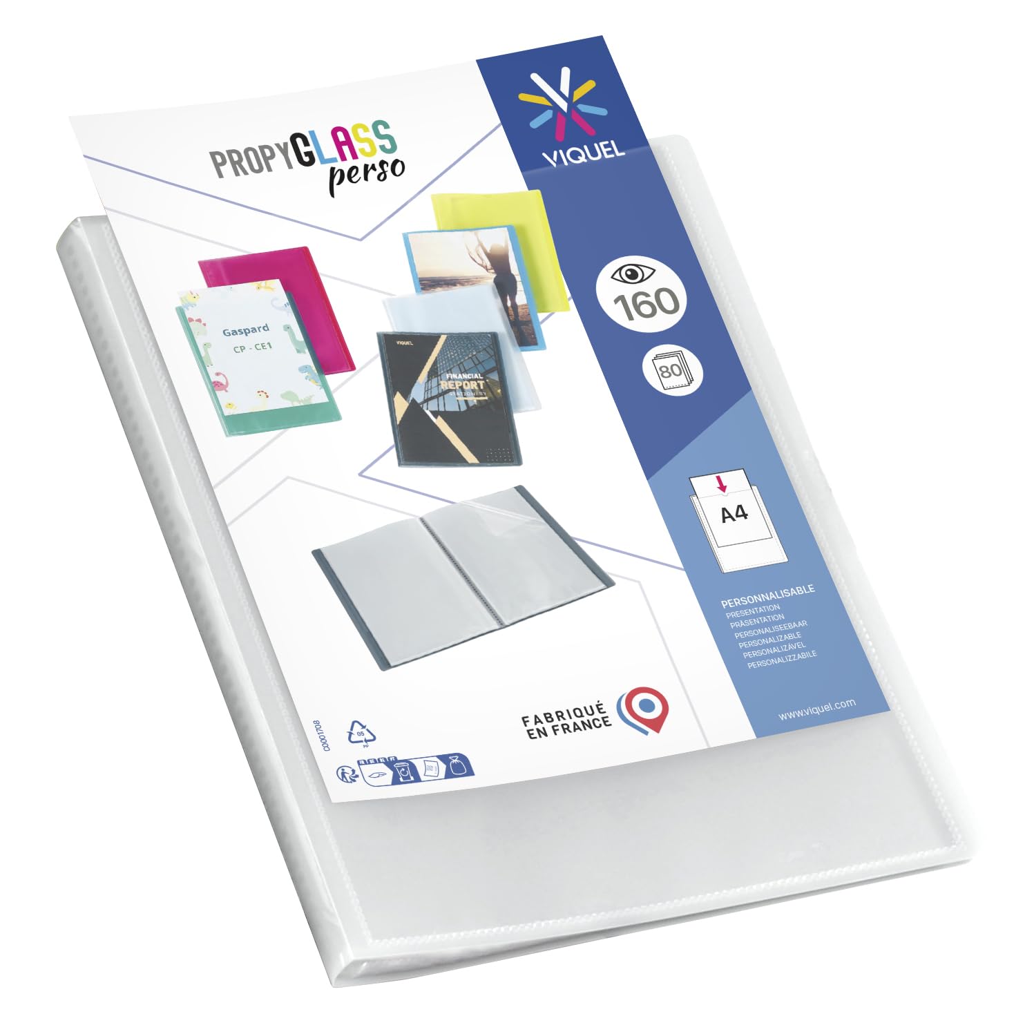 Viquel - Präsentationsmappe A4 für 160 Ansichten – Dokumentenmappe, personalisierbar – hochwertige Tasche, glatt – farblos