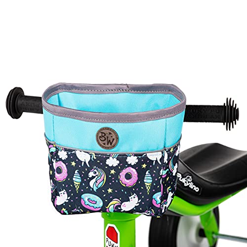 BAMBINIWELT Lenkerkorb Tasche kompatibel mit Pukylino Wutsch Fitsch Puky OFFEN für Dreirad Laufrad Rutschfahrzeuge Fahrradtasche (Modell 24)
