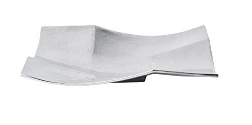 Dekoteller Schale Servierplatte Aluminium Silber Luxus - Moderne Dekoschale aus Metall - S 23 cm, M 30 cm, L 35 cm (30x30x6 cm)