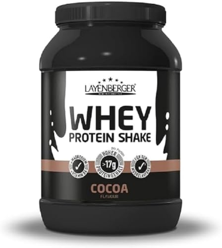 Layenberger Whey Protein Shake Cocoa, Molkeneiweißkonzentrat- und isolat für den Muskelaufbau und -erhalt, 66% Eiweiß, (1 x 750 g)