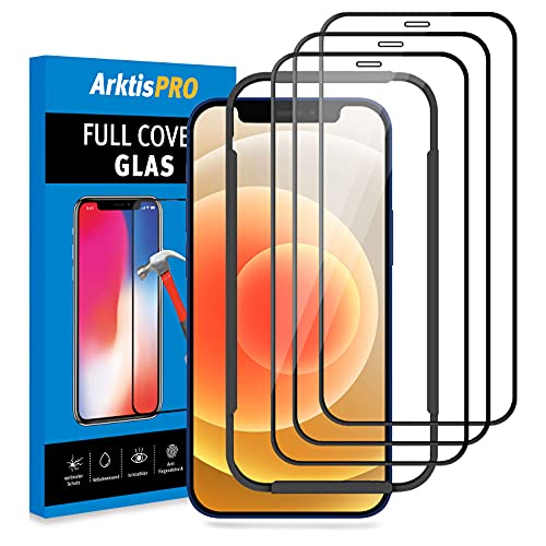 Arktis Displayschutzglas kompatibel mit iPhone 12 3er Set, Schutzglas [Full Cover] Vorderseitenschutz, Anti-Fingerprint hüllenfreundlich