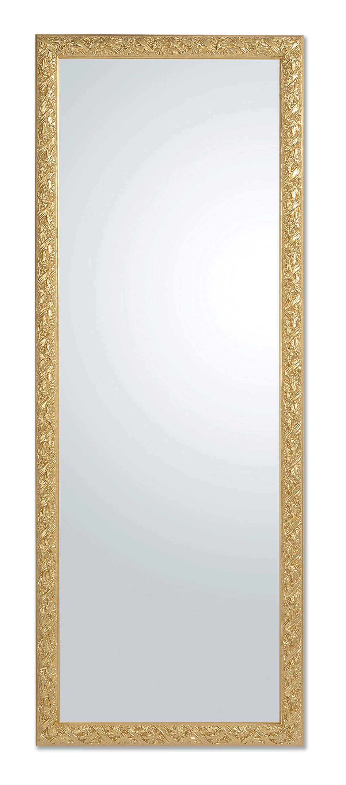 MO.WA Spiegel Wandspiegel Gold 55x145 Barock Ganzkörperspiegel Klassischer Spiegel Holzrahmen vergoldet Flurspiegel Lehnspiegel Garderobespiegel Bodenspiegel Schlafzimmer