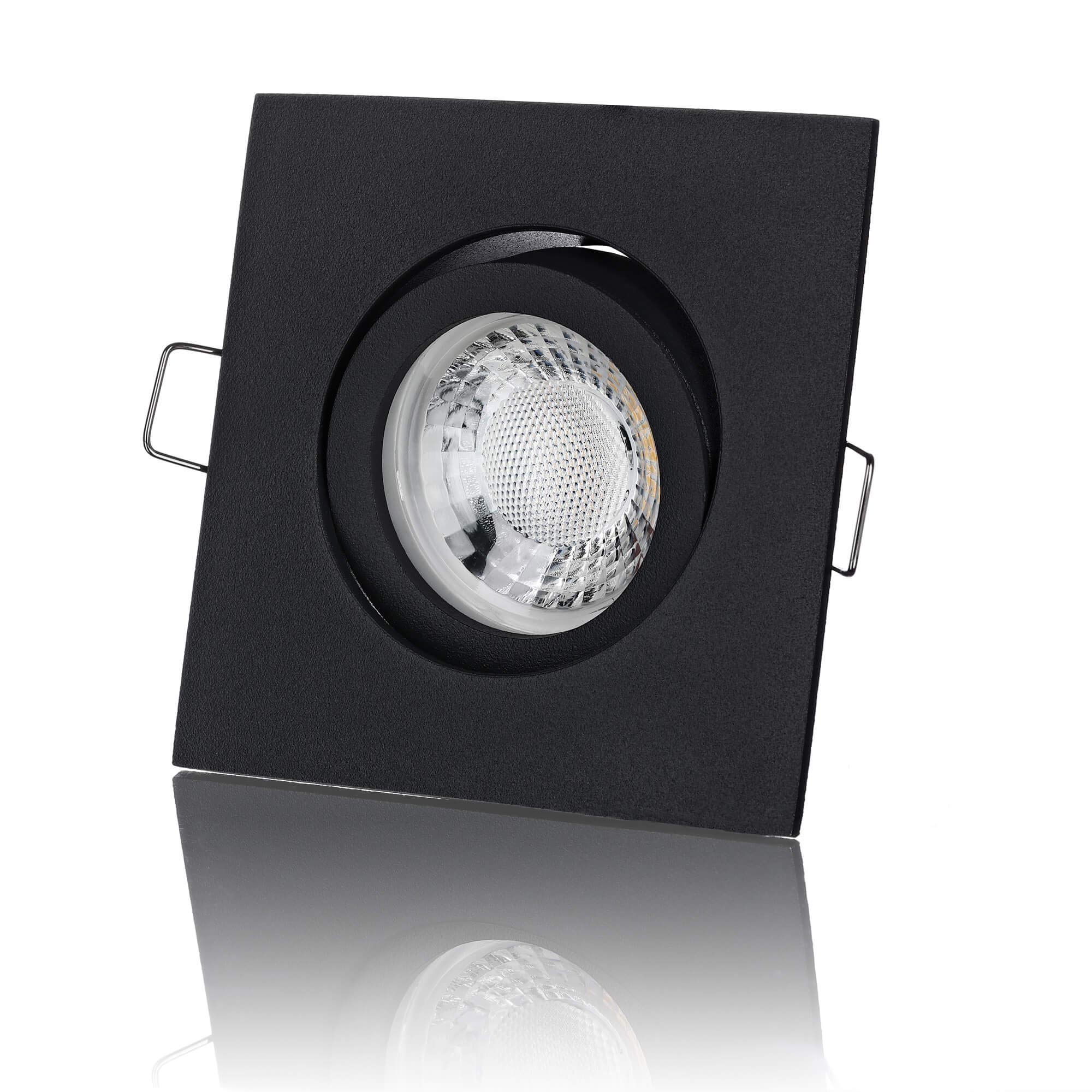 lambado® Premium LED Spot 230V Flach Schwarz - Hell & Sparsam inkl. 5W Strahler neutralweiss dimmbar - Moderne Beleuchtung durch zeitlose Einbaustrahler/Deckenstrahler