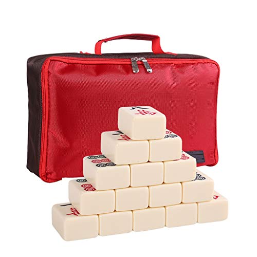 Suuim Mahjong Mahjong-Spielset, Nicht-Standard-Spielsteine aus weißem Elfenbeinimitat, 4 Würfel und Softcase-Tasche – (Weiß 36#) (Weiß 44#)