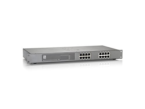 LevelOne 16-port fast ethernet poe switch, 802.3at poe+, 150w