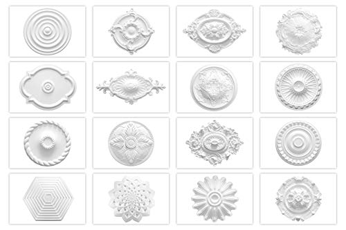 Rosette aus Styropor - große Auswahl 1 Stück Ø 64cm schöne Kronleuchter Umrandung - Stuck für Decke und Wand (R-32)