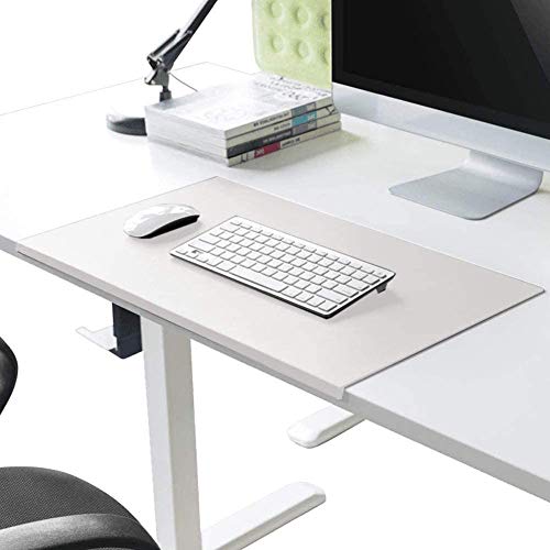 Schreibtischunterlage mit Kantenschutz gewinkelt / 90° abgewinkelt Rutschfeste Weichem Leder Schreibunterlage Mausunterlage für Büro Hause Office Laptop PC Pad, 100 x 50 cm, Weiß